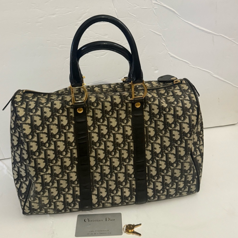 Dior Black and Cream Monogram Duffel Bag